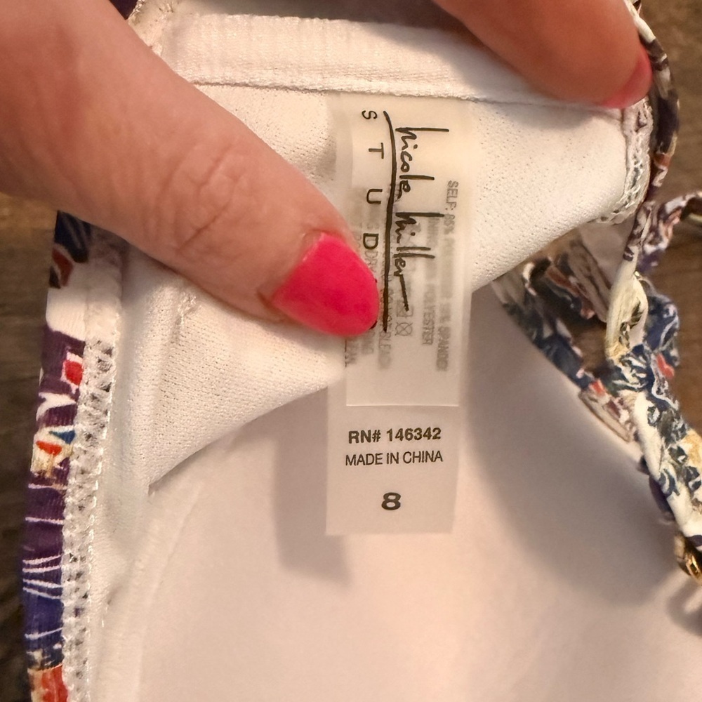 Nicole Miller Underwire Bikini Top Floral Paisley Print Size 8 - Picture 5 of 5